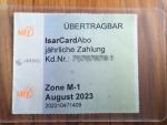 Isar Card （M-1）8月分売ります
